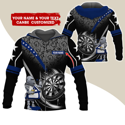 Custom Name & Text Darts Premium Zip Hoodie, Personalized Throwing Dad Darts Zip Hoodie For Men & Women - Gift For Darts Lovers, Darts Players