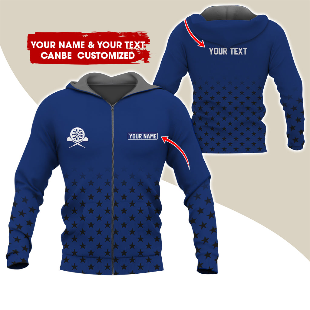 Customized Name & Text Darts Premium Zip Hoodie, Custom Name Darts Zip Hoodie For Men & Women - Gift For Darts Lovers, Darts Players