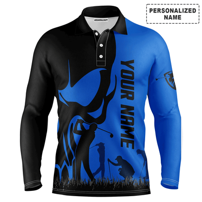 Custom Golf Long Sleeve Men Polo Shirt jerseys- Custom Name Skull Multicolor Apparel Men Polo Shirt - Perfect Polo Shirt For Men, Golfers