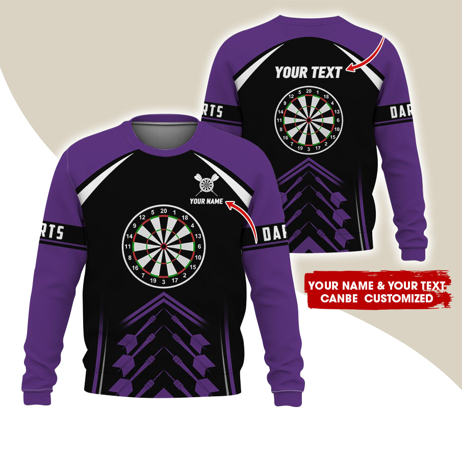 Customized Name & Text Darts Sweatshirt, Personalized Dartboard Uniform Sweatshirt For Men & Women - Gift For Darts Lovers, Darts Players