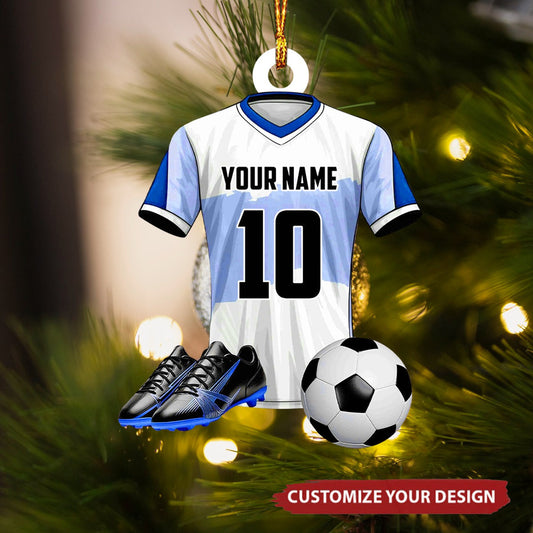 Personalized Soccer Gear Equipment Flat Acrylic Ornament, Meaningful Ornament Gift For Soccer Player, Son, Daughter