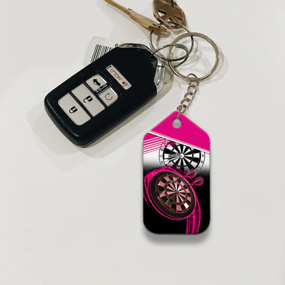 The Coolest Girls Throw Darts Pink Acrylic Keychain For Darts Players - Christmas Gift For Darts Lovers, Darts Team, Family, Friends