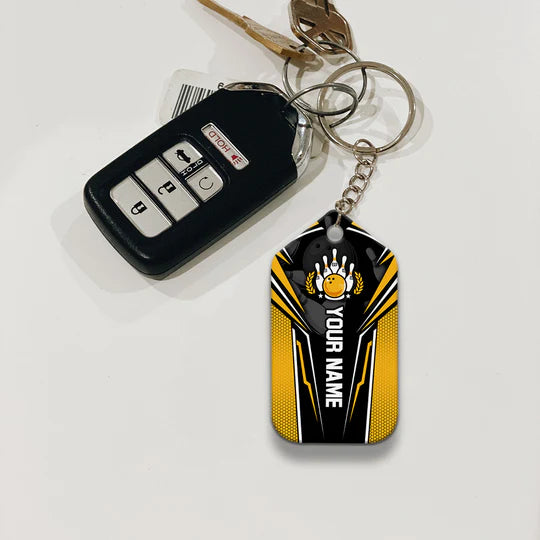 Custom Name Yellow Bowling You Don't Have To Be Crazy Acrylic Keychain - Christmas Gift For Bowling Lovers, Bowling Team Players