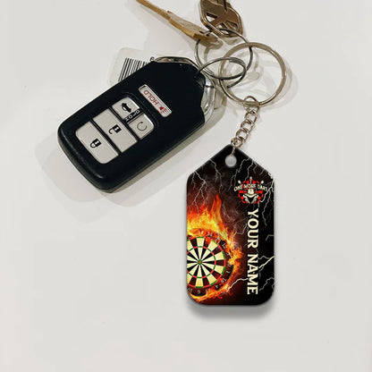 Thunder Flame Bullseye Dartboard Personalized Name Dragon And Darts Acrylic Keychain - Christmas Gift For Darts Lovers, Darts Team Players