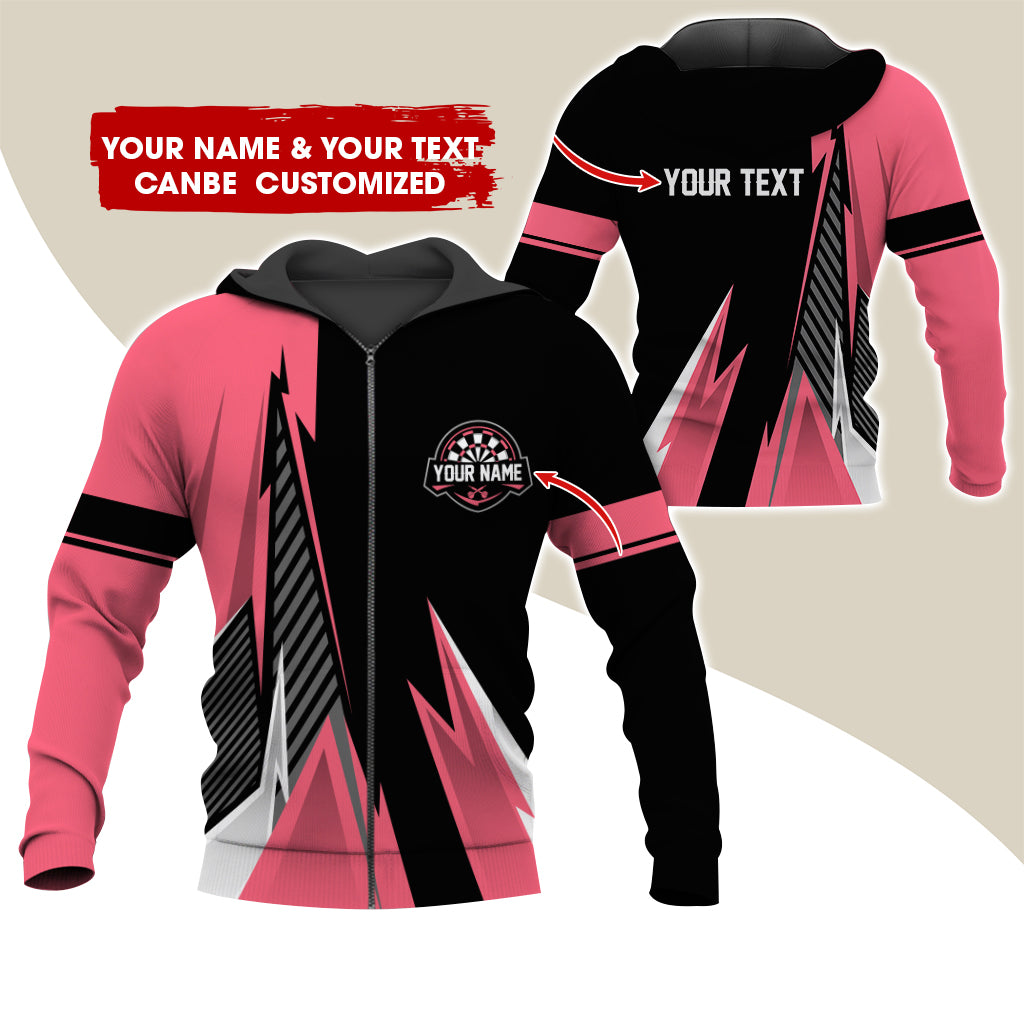 Customized Name & Text Darts Premium Zip Hoodie , Personalized Name Darts Zip Hoodie For Men & Women - Gift For Darts Lovers, Darts Players