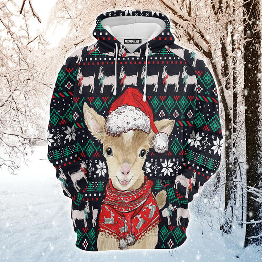 Cute Goat Premium Christmas Hoodie, Goat Merry Christmas Pattern Unisex Hoodie For Men & Women - Perfect Gift For Christmas, Goat Lovers, Friends