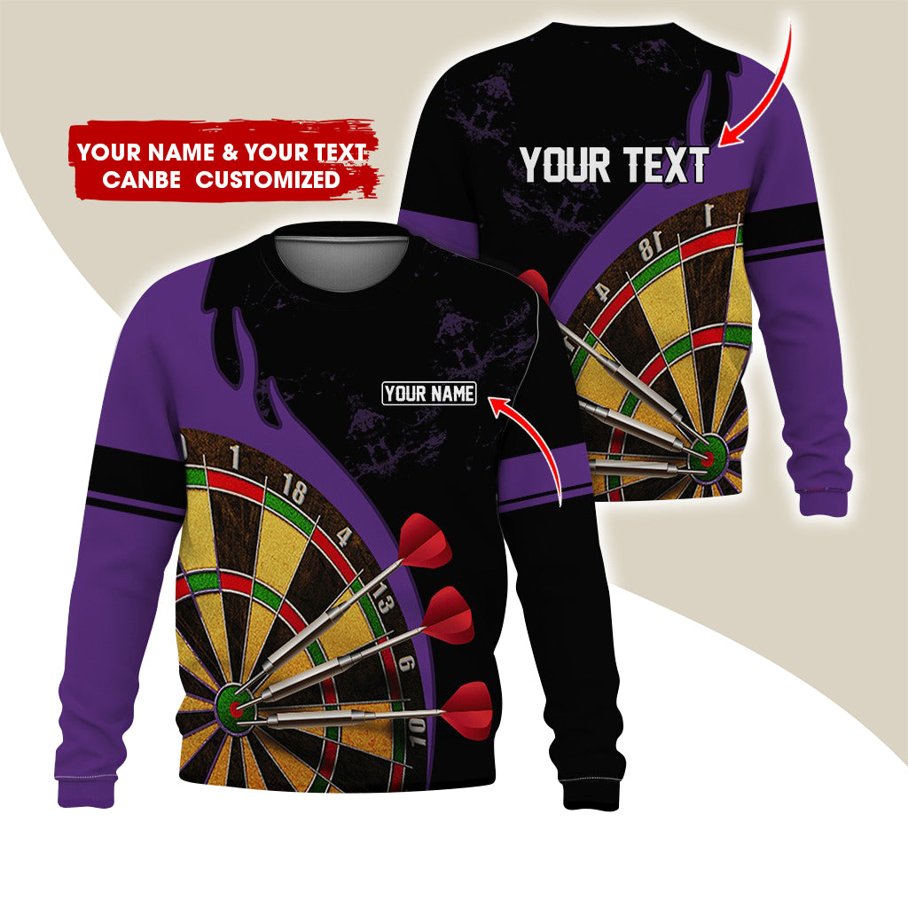 Customized Name & Text Darts Sweatshirt, Personalized Yellow Dartboard Sweatshirt For Men & Women - Gift For Darts Lovers, Darts Players