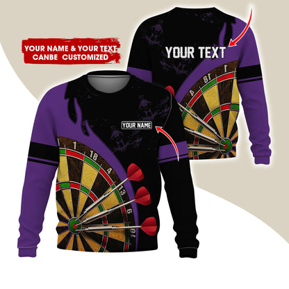 Customized Name & Text Darts Sweatshirt, Personalized Yellow Dartboard Sweatshirt For Men & Women - Gift For Darts Lovers, Darts Players