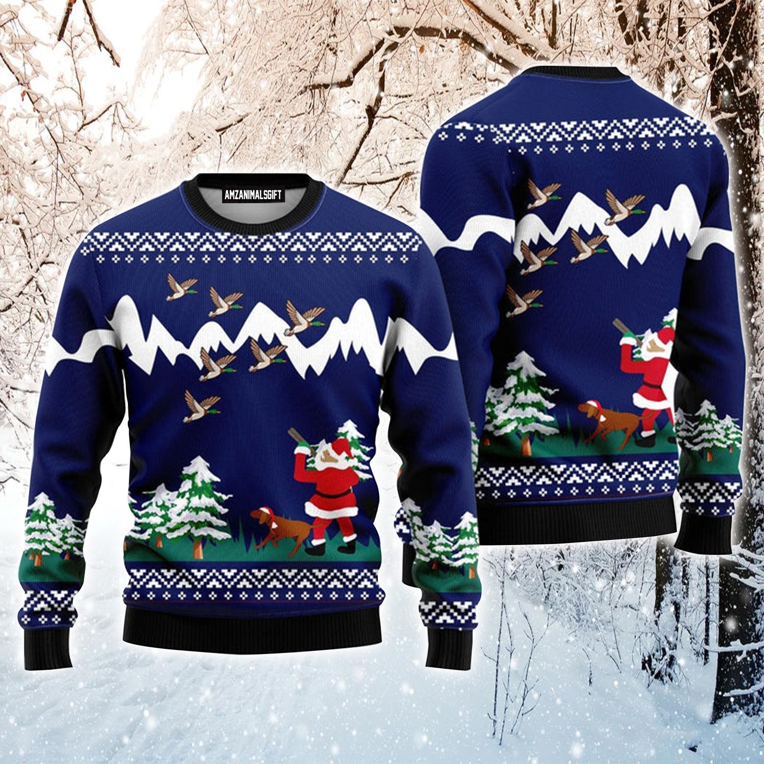 Duck Hunting Blue Urly Christmas Sweater, Christmas Sweater For Men & Women - Perfect Gift For Christmas, Hunting Lovers, Hunters