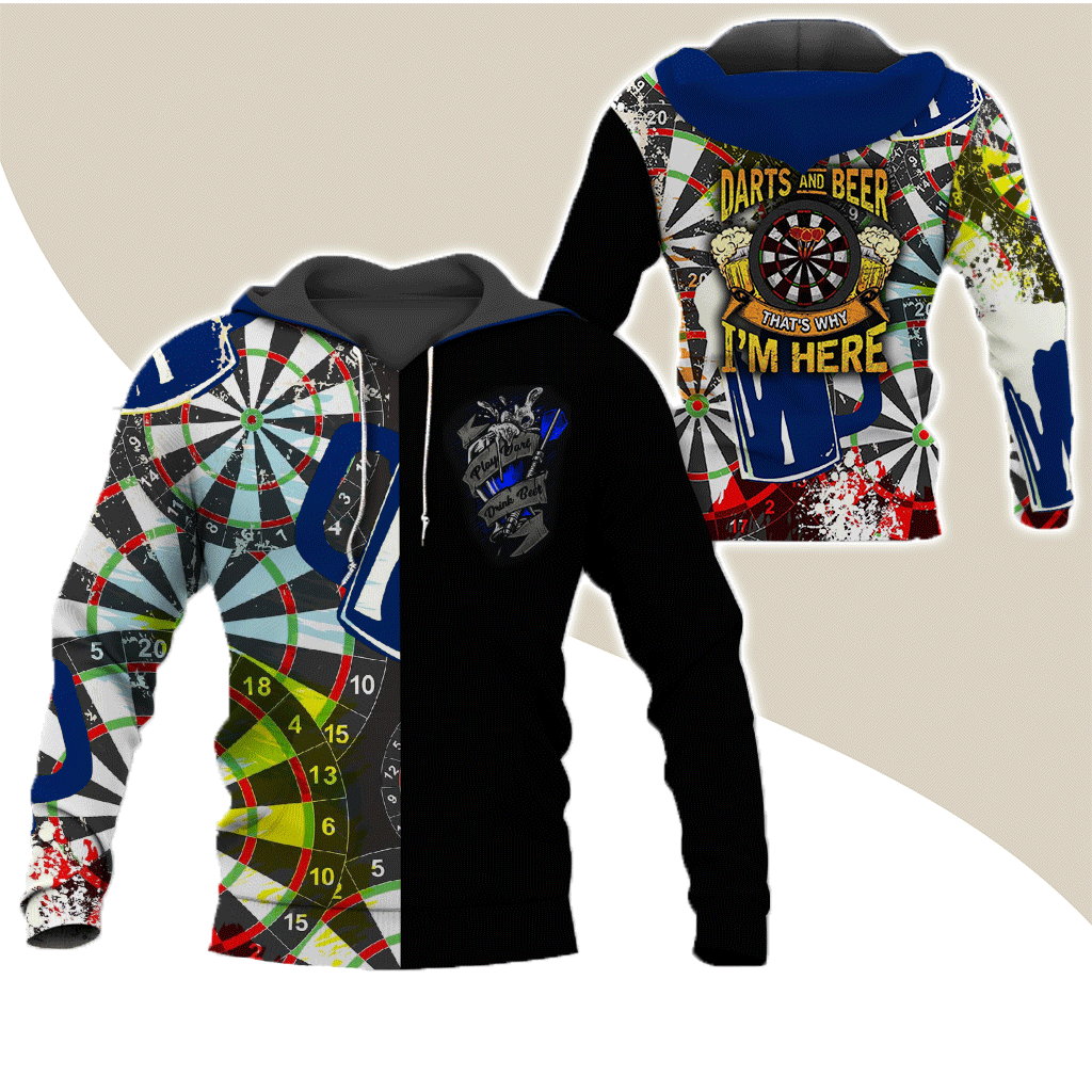 Darts Premium Hoodie, Darts And Beer That's Why I'm Here Darts Hoodie For Men & Women - Gift For Darts Lovers, Friend, Family