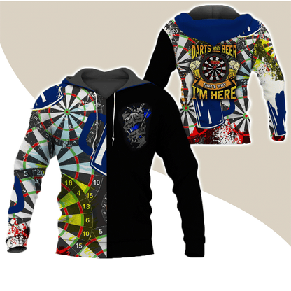 Darts Premium Hoodie, Darts And Beer That's Why I'm Here Darts Hoodie For Men & Women - Gift For Darts Lovers, Friend, Family