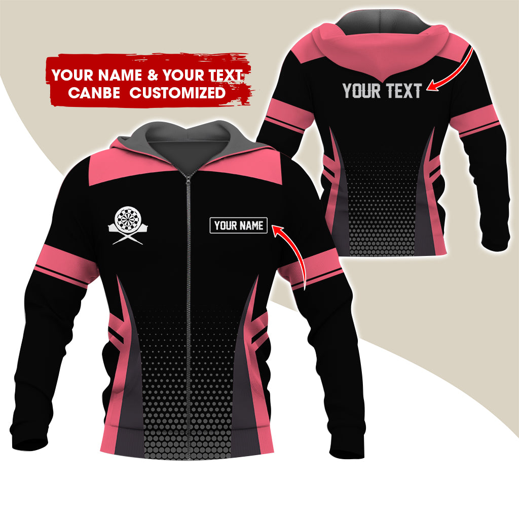 Custom Name & Text Darts Premium Zip Hoodie, Personalized Name Darts Uniforms Zip Hoodie For Men & Women - Gift For Darts Lovers, Darts Players