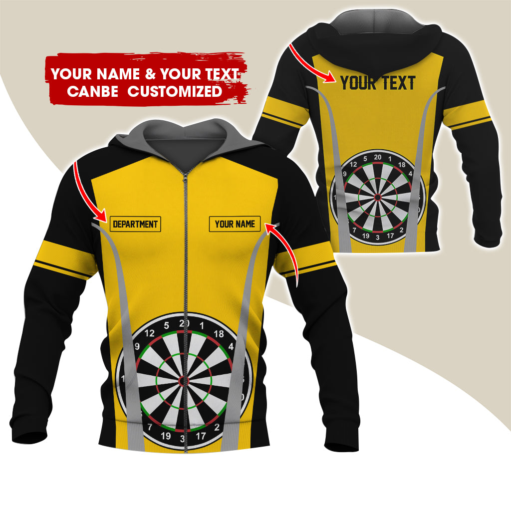 Customized Name, Text & Department Darts Premium Zip Hoodie, Personalized Darts Team Zip Hoodie For Men & Women - Gift For Darts Lovers, Darts Players