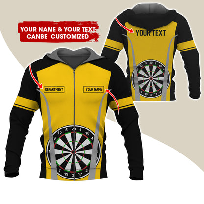 Customized Name, Text & Department Darts Premium Zip Hoodie, Personalized Darts Team Zip Hoodie For Men & Women - Gift For Darts Lovers, Darts Players
