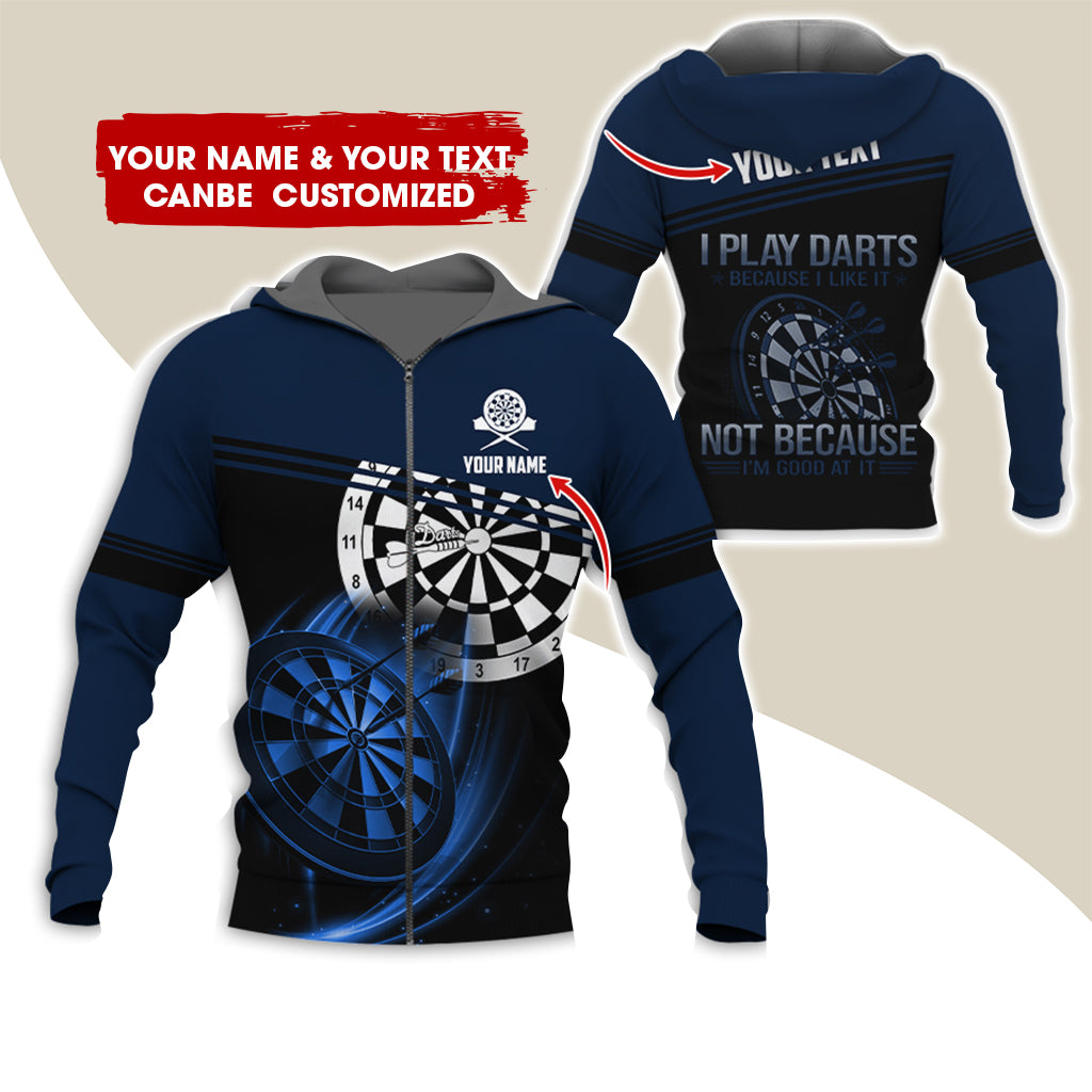 Customized Name Darts Premium Zip Hoodie, Personalized I Play Darts Zip Hoodie For Men & Women - Gift For Darts Lovers, Darts Players