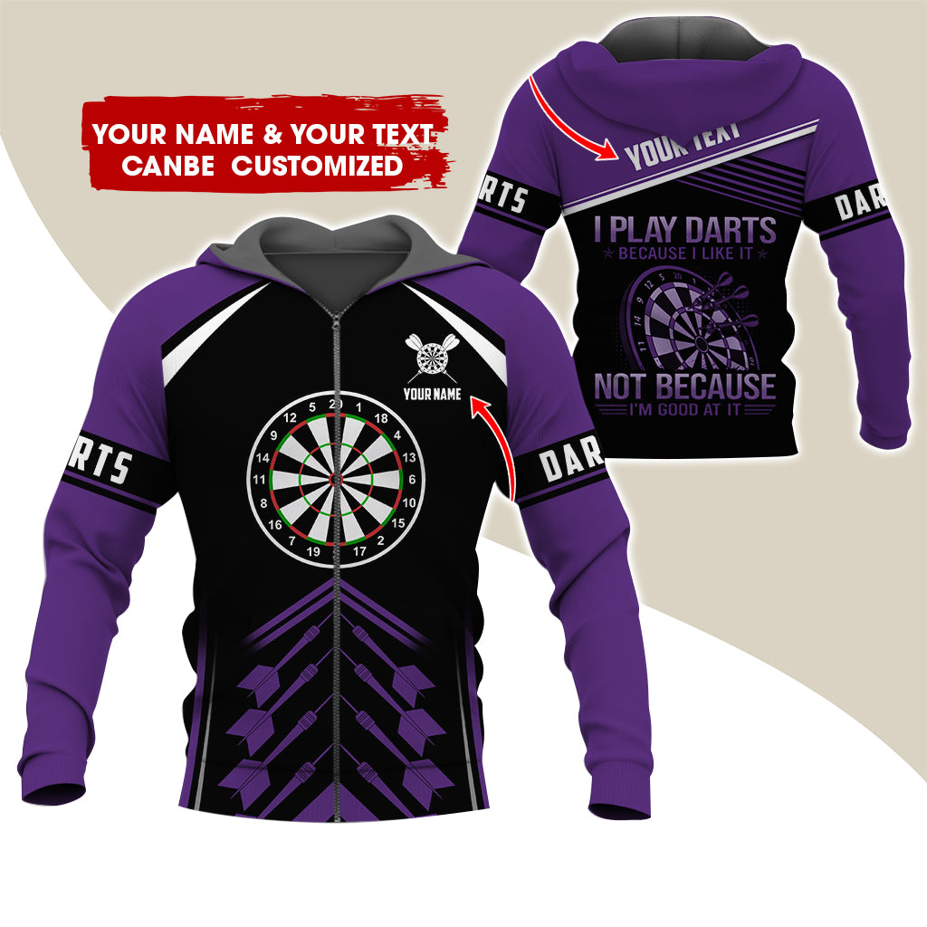 Customized Name Darts Premium Zip Hoodie, Personalized I Play Darts Zip Hoodie For Men & Women - Gift For Darts Lovers, Darts Players