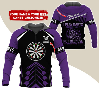 Customized Name Darts Premium Zip Hoodie, Personalized I Play Darts Zip Hoodie For Men & Women - Gift For Darts Lovers, Darts Players