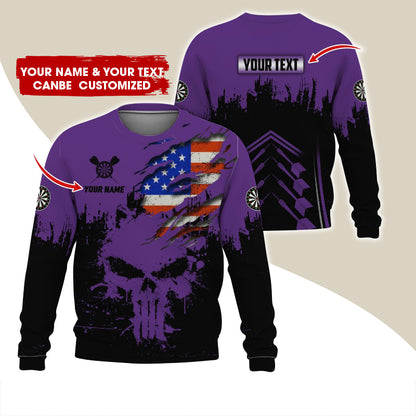 Customized Name & Text Darts Sweatshirt, Personalized Darts American Flag Sweatshirt For Men & Women - Gift For Darts Lovers, Darts Players
