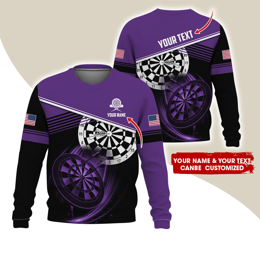 Customized Name & Text Darts Sweatshirt, Personalized Darts American Logo Sweatshirt For Men & Women - Gift For Darts Lovers, Darts Players
