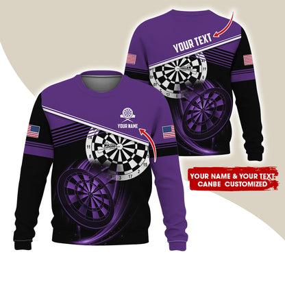 Customized Name & Text Darts Sweatshirt, Personalized Darts American Logo Sweatshirt For Men & Women - Gift For Darts Lovers, Darts Players