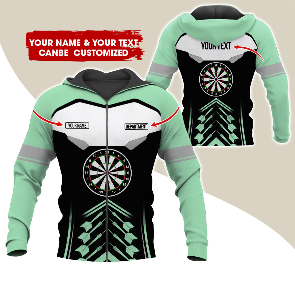 Personalized Name Darts Team Premium Zip Hoodie, Customized Dartboard Zip Hoodie For Men & Women - Gift For Darts Lovers, Darts Players