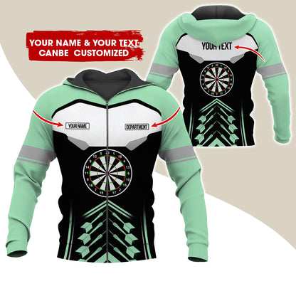 Personalized Name Darts Team Premium Zip Hoodie, Customized Dartboard Zip Hoodie For Men & Women - Gift For Darts Lovers, Darts Players