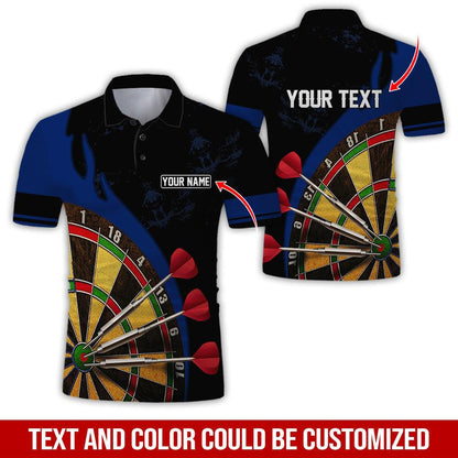 Customized Name & Text Darts Polo Shirt, Personalized Name Dartboard Uniforms Polo Shirt For Men - Perfect Gift For Darts Lovers, Darts Team Players