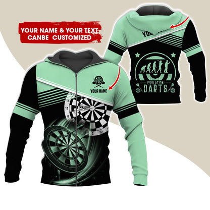 Personalized Name & Text Darts Premium Zip Hoodie, Customized Evolution Darts Player Zip Hoodie For Men & Women - Gift For Darts Lovers, Darts Players
