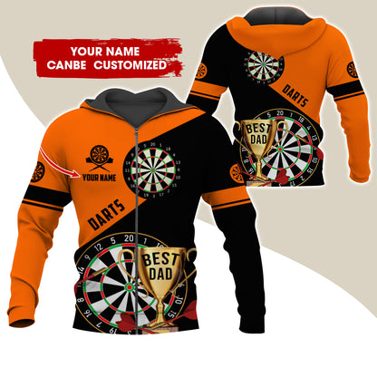 Customized Name Darts Premium Zip Hoodie , Personalized Name Best Dad Darts Zip Hoodie For Men & Women - Gift For Darts Lovers, Darts Players