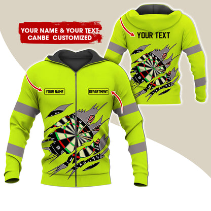 Customized Name & Text Darts Premium Zip Hoodie, Personalized Name & Text Dartboard Zip Hoodie For Men & Women - Gift For Darts Lovers, Darts Players