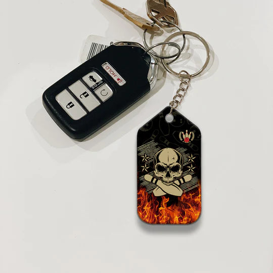 Skull Bowling In Fire Acrylic Keychain For Bowling Players - Christmas Gift For Bowling Lovers, Bowling Team, Family, Friends