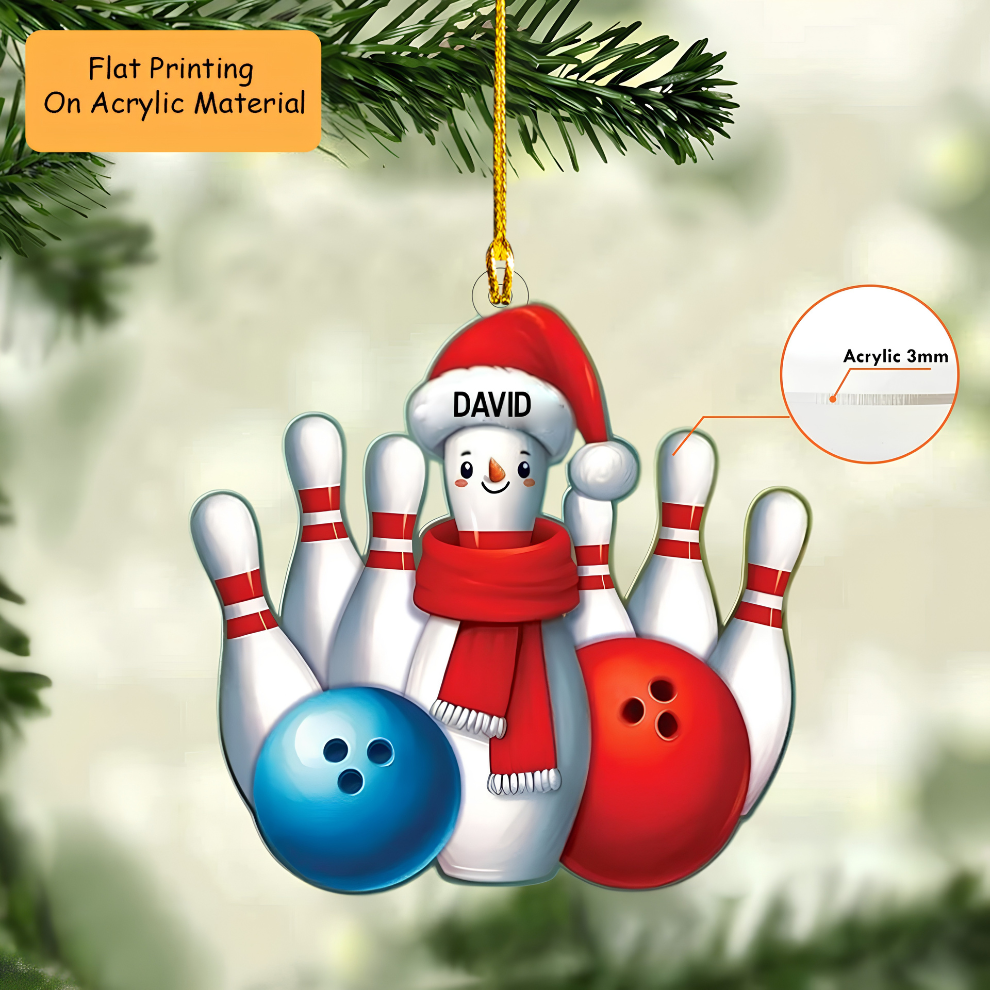 Personalized Bowling Christmas Ornaments, Bowling Christmas Keychain, Car Ornament, Christmas Ornament Gifts