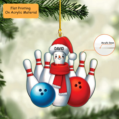 Personalized Bowling Christmas Ornaments, Bowling Christmas Keychain, Car Ornament, Christmas Ornament Gifts