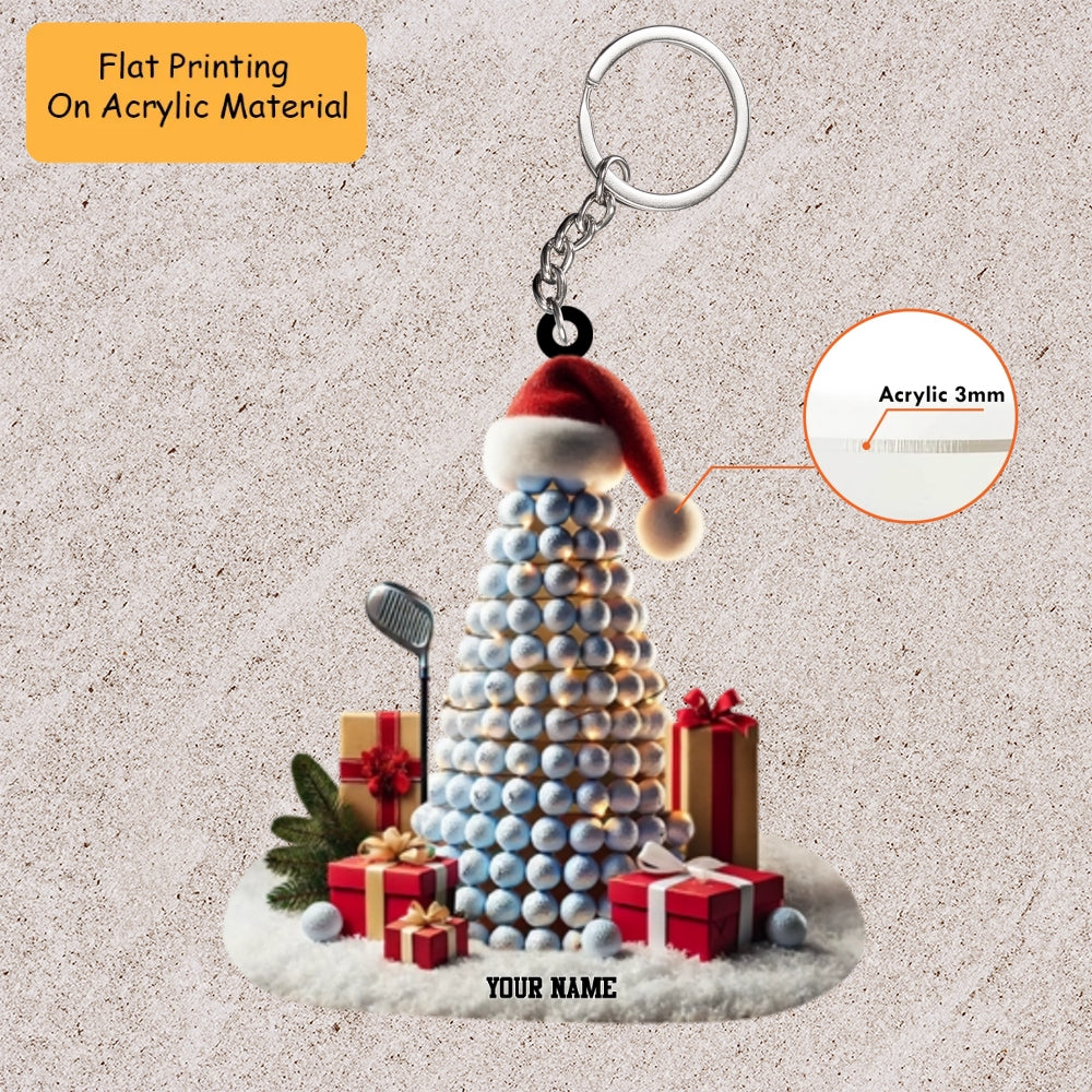 Personalized Golf Acrylic Ornament, Golf Christmas Keychain, Car Ornament, Christmas Ornament Gifts