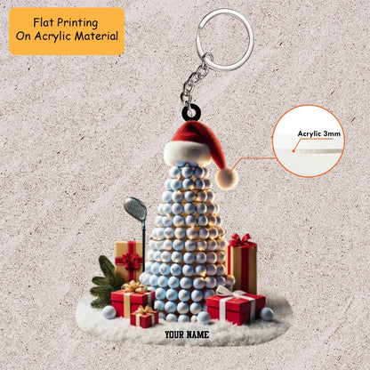 Personalized Golf Acrylic Ornament, Golf Christmas Keychain, Car Ornament, Christmas Ornament Gifts