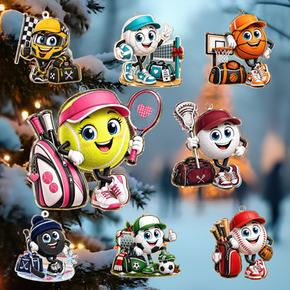 Personalized Christmas Flat Printed Acrylic Ornament, Mascot Sport Christmas, Custom Ornament Christmas Gift, Keychain Mascot Sport, Car Ornament Mascot Sport