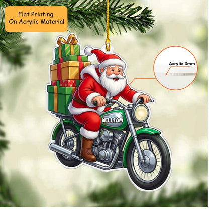 Personalized Motorbike Christmas Ornament, Santa Claus Delivering Gifts, Custom Ornament Christmas Gift, Keychain Motorbike, Car Ornament Motorbike