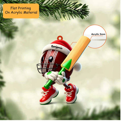 Personalized Cricket Christmas Ornament, Christmas Cricket Ball, Custom Ornament Christmas Gift, Keychain Cricket, Car Ornament Cricket