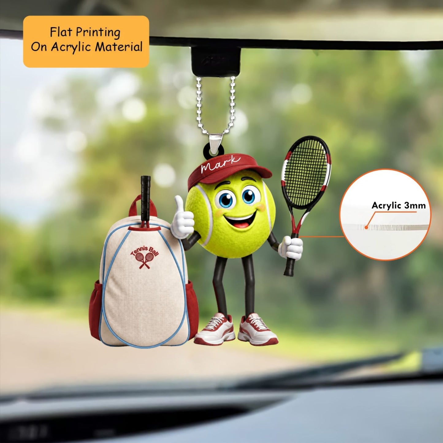 Personalized Christmas Tennis Ornament, Tennis Ball Player, Custom Ornament Christmas Gift, Keychain Tennis Christmas, Car Ornament Tennis Christmas