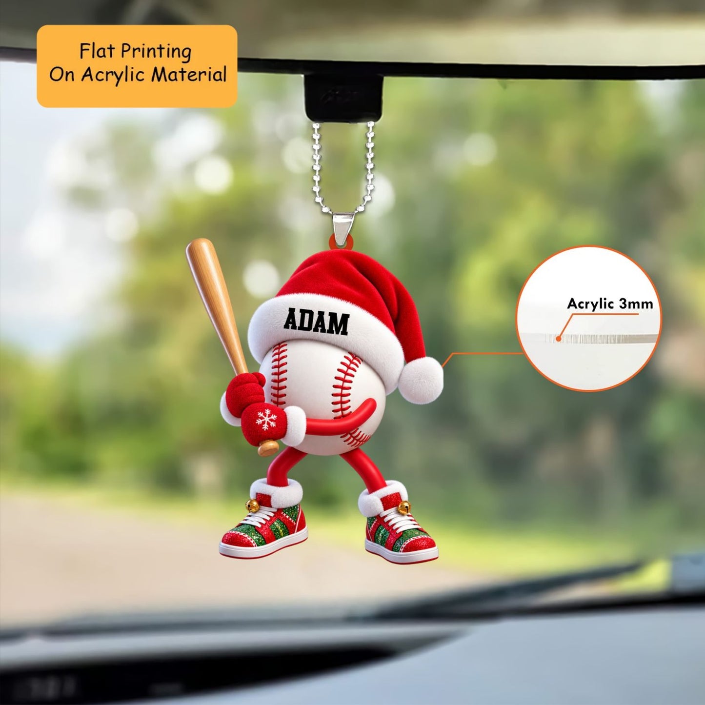 Personalized Baseball Christmas Ornament, Baseball Player Christmas, Custom Ornament Christmas Gift, Keychain Baseball, Car Ornament Baseball