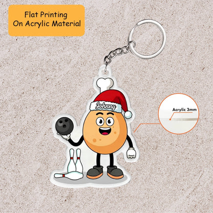 Personalized Bowling Christmas Ornament, Mascot Of Fried Chicken, Custom Ornament Christmas Gift, Keychain Bowling, Car Ornament Bowling