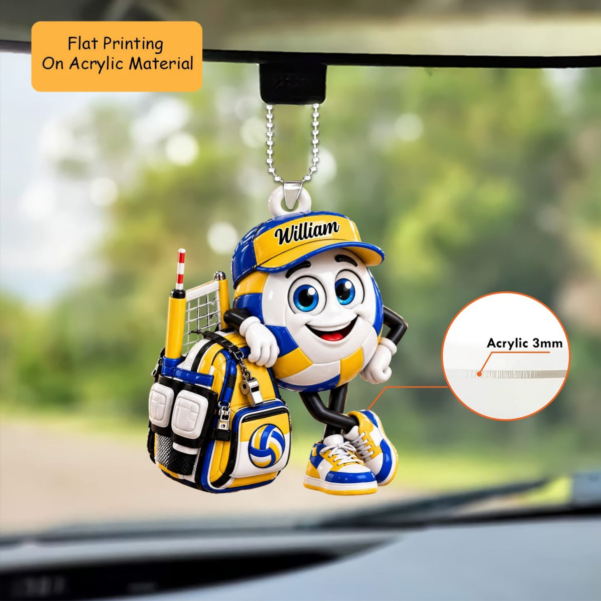Personalized Volleyball Christmas Ornament, Volleyball Mascot Cute, Custom Ornament Christmas Gift, Keychain Volleyball, Car Ornament Volleyball