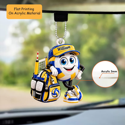 Personalized Volleyball Christmas Ornament, Volleyball Mascot Cute, Custom Ornament Christmas Gift, Keychain Volleyball, Car Ornament Volleyball