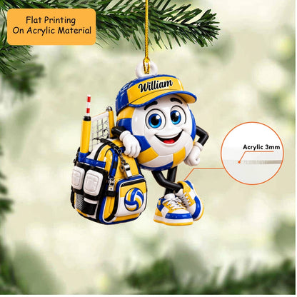 Personalized Volleyball Christmas Ornament, Volleyball Mascot Cute, Custom Ornament Christmas Gift, Keychain Volleyball, Car Ornament Volleyball