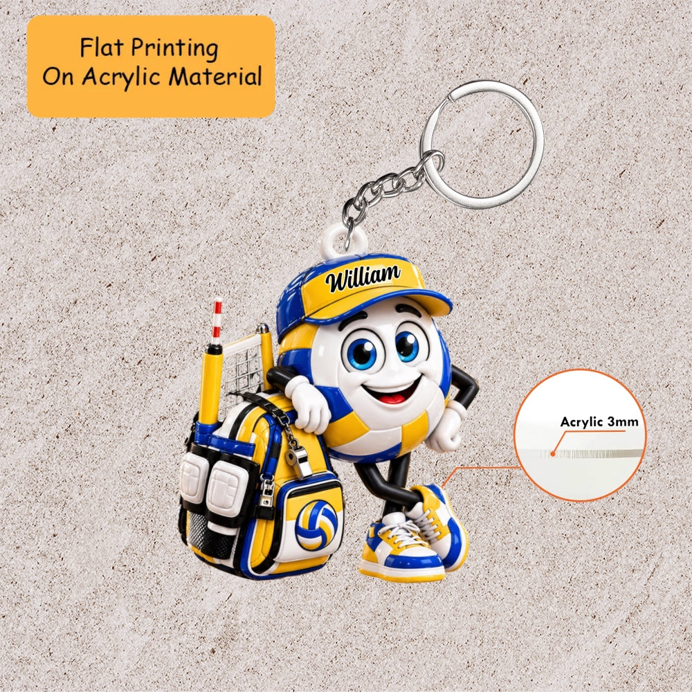 Personalized Volleyball Christmas Ornament, Volleyball Mascot Cute, Custom Ornament Christmas Gift, Keychain Volleyball, Car Ornament Volleyball