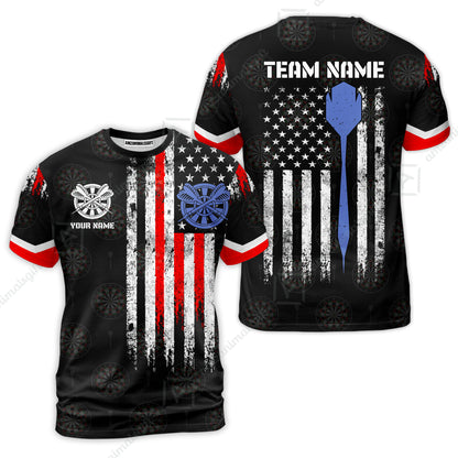 Customized American Flag Darts Polo Shirt, Darts Red White Blue Team Jersey Polo Shirt, Perfect Outfit for Darts Players