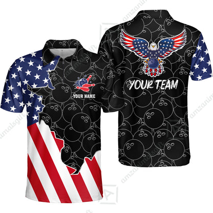 Custom Bowling Team Uniform American Flag with Eagle Symbol, Personalized Name And Team Name