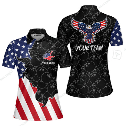 Custom Bowling Team Uniform American Flag with Eagle Symbol, Personalized Name And Team Name