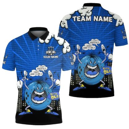 Angry Bowling Ball Character Unisex Polo Blue