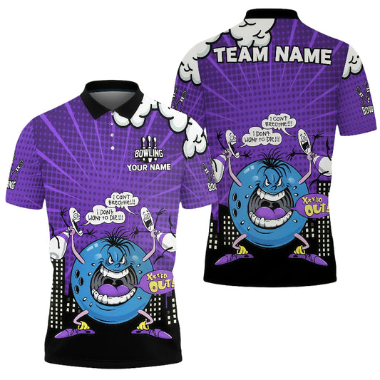 Angry Bowling Ball Character Unisex Polo Purple